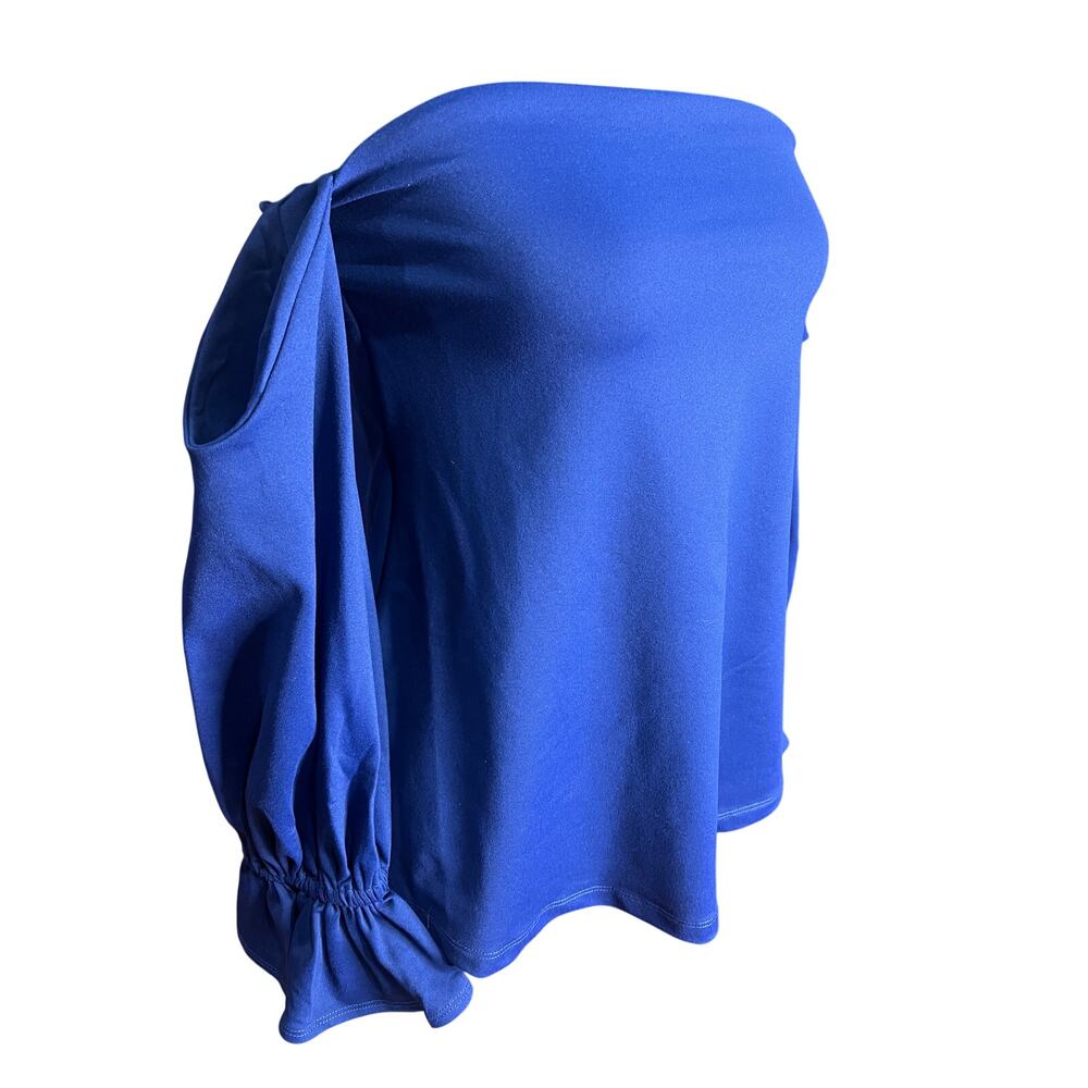 Susana Monaco Blue Off Shoulder Blouse Top Womens Small Long Sleeve Stretch - Picture 3 of 10